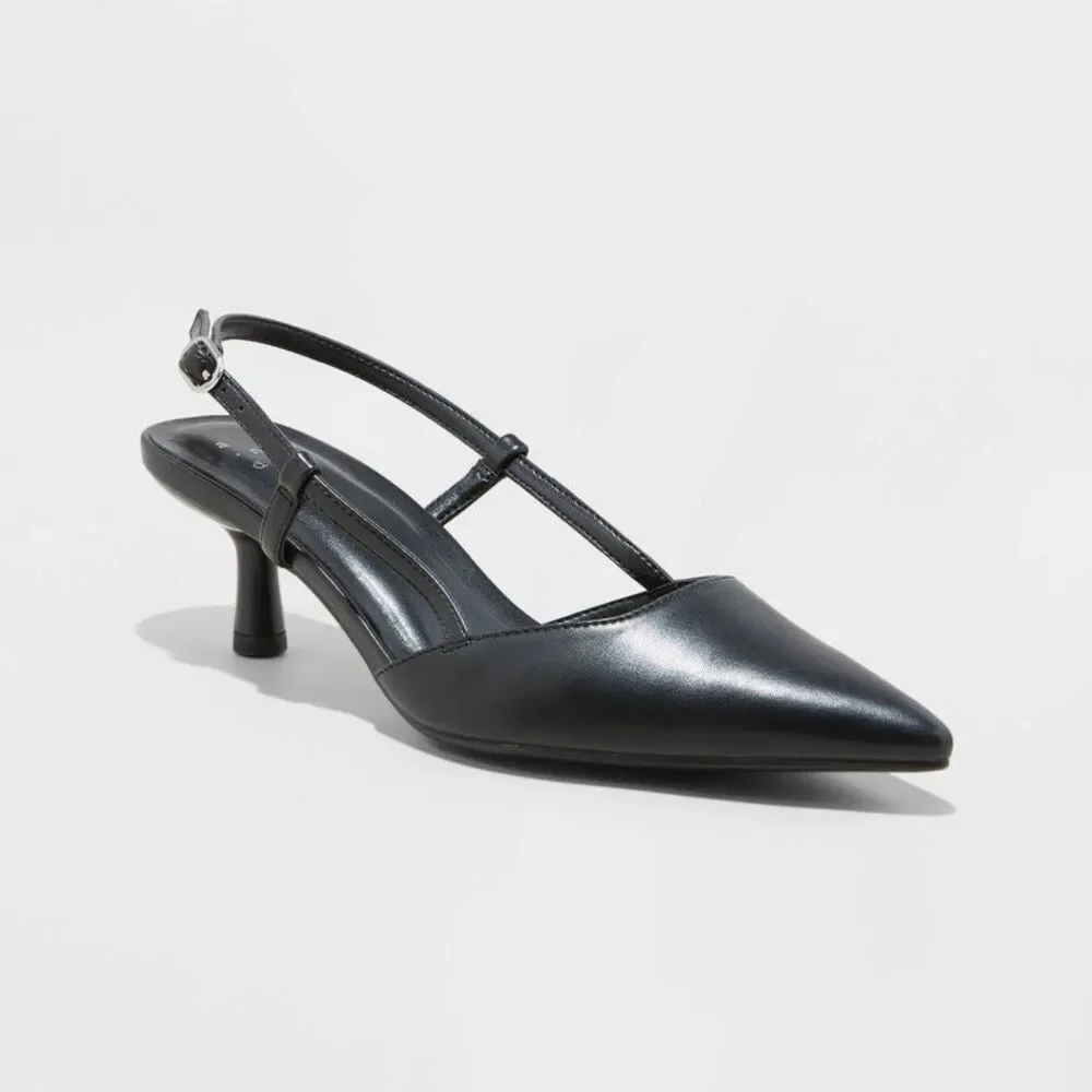 Women's Annette Slingback Heels (Size 5.5) - Black